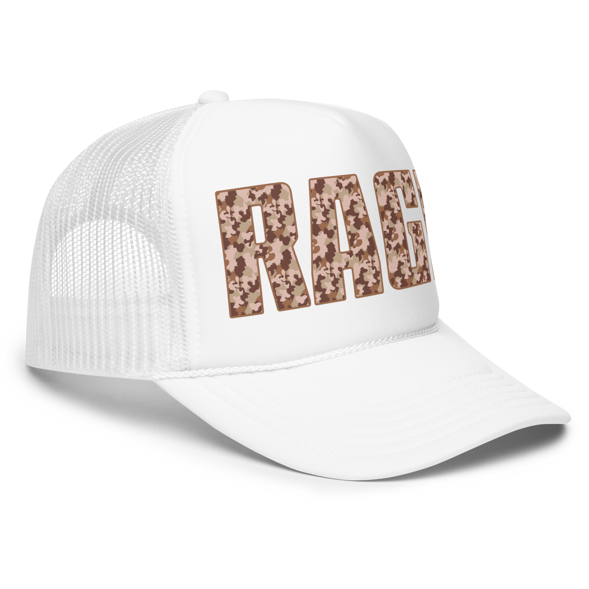 RAGE Camo (Tan) Barge Logo Trucker